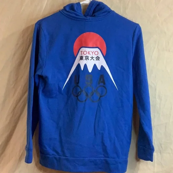 Team Apparel 2020 Tokyo Olympic Blue Zip-Up Hoodie Sweatshirt - Picture 4 of 7